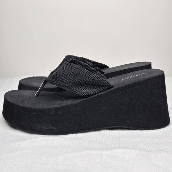 Colin Stuart Black Platform Thong Sandals Size 7.5 - Picture 4 of 6
